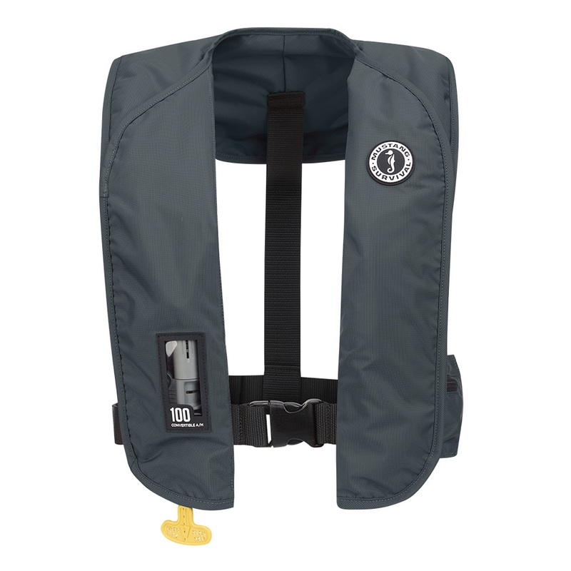Mustang MIT 100 Convertible Inflatable PFD  Admiral Grey  Boat Box