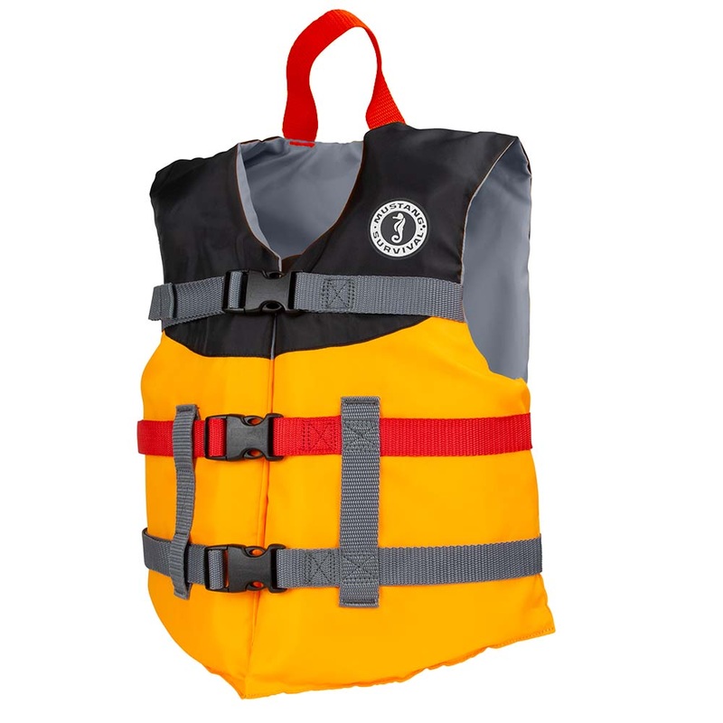 Mustang Youth Livery Foam Vest  Mango/Black  Boat Box