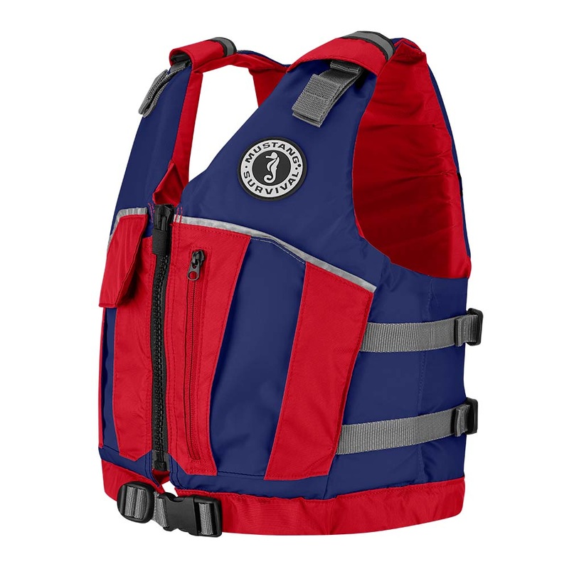 Mustang Youth Reflex Foam Vest  Navy Blue/Red  Boat Box