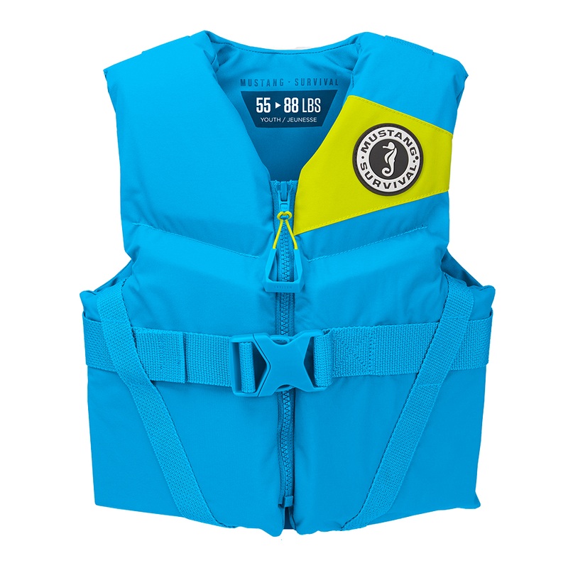 Mustang Youth REV Foam Vest  Blue  Youth  Boat Box