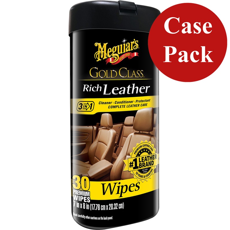 Meguiar’s Gold Class Rich Leather Cleaner & Conditioner Wipes *Case of 6*  Boat Box