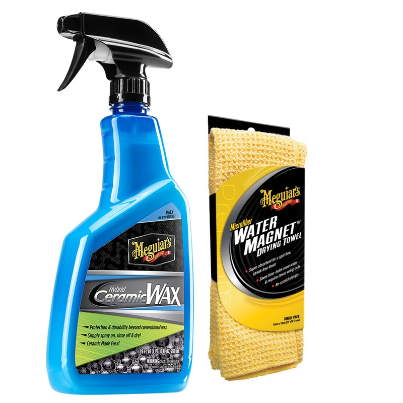 Meguiar’s Hybrid Ceramic Wax w/Water Magnet Microfiber Drying Towel  22 x 30  Boat Box