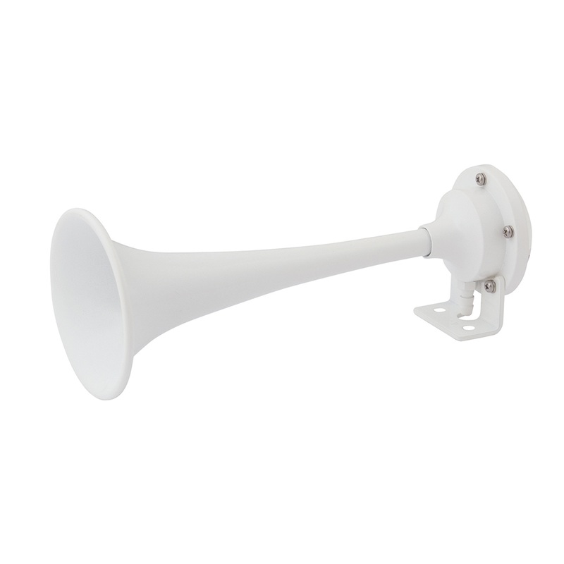 Marinco White Epoxy Coated Single Trumpet Mini Air Horn  Boat Box