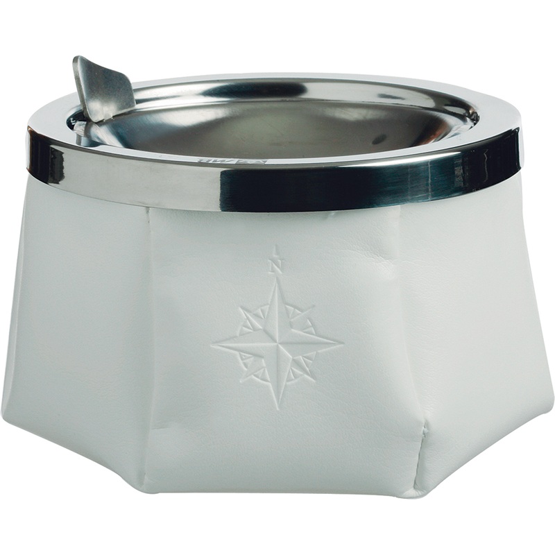 Marine Business Windproof Ashtray w/Lid  White  Boat Box