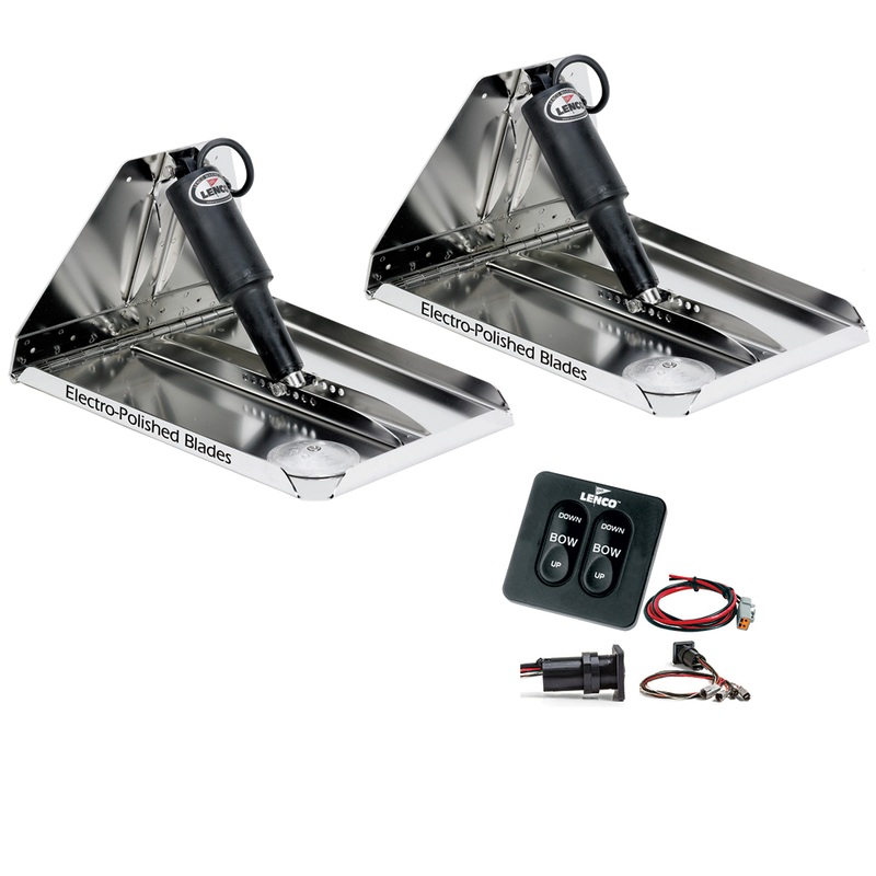 Lenco 16 x 12 Heavy Duty Performance Trim Tab Kit w/Standard Tactile Switch Kit 12V  Boat Box