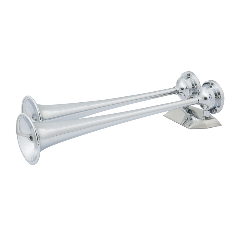 Marinco 12V Chrome Plated Dual Trumpet Air Horn  Boat Box