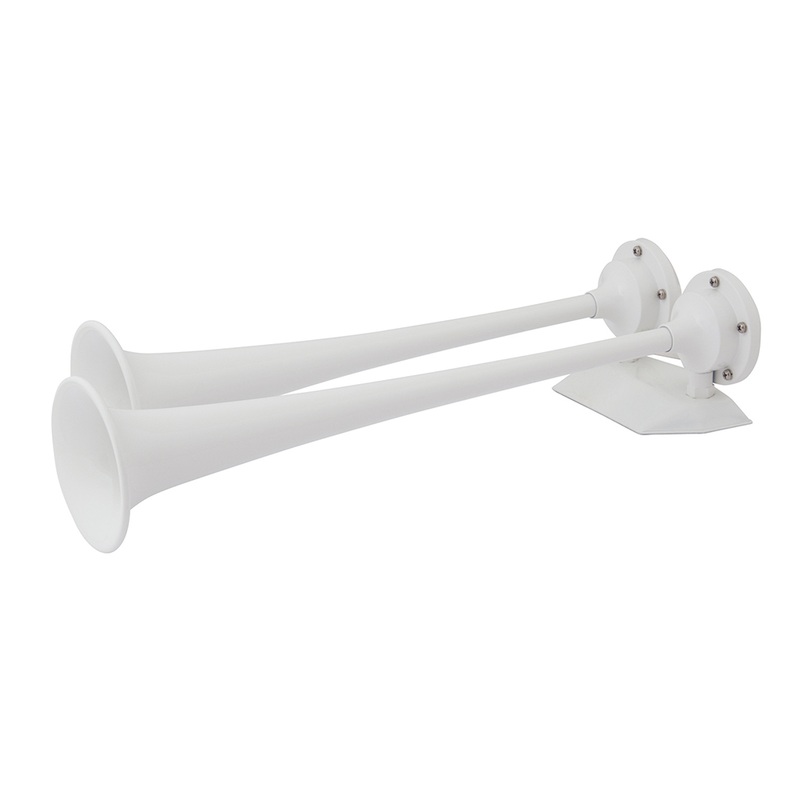 Marinco 12V White Epoxy Coated Dual Trumpet Air Horn  Boat Box