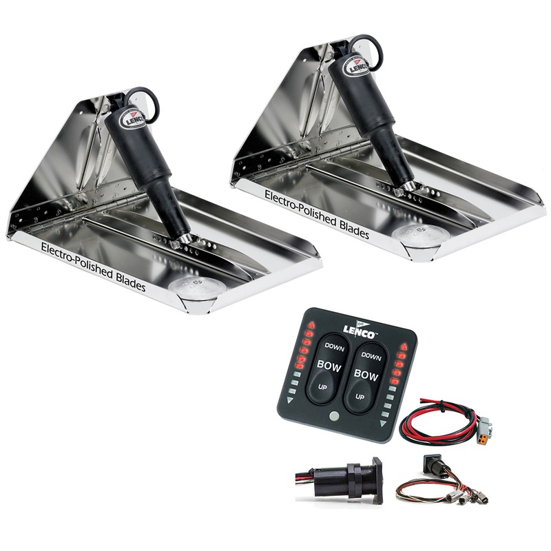 Lenco 16 x 12 Heavy Duty Performance Trim Tab Kit w/LED Indicator Switch Kit 12V  Boat Box