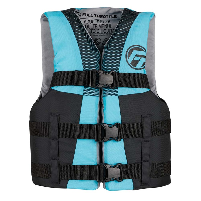 Full Throttle Teen Nylon Life Jacket  Aqua/Black  Boat Box