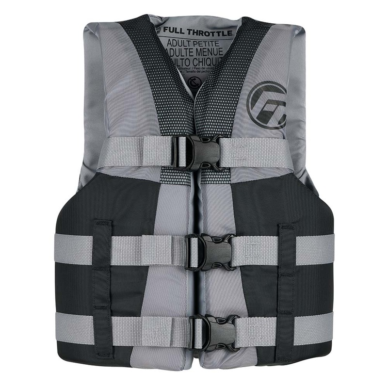 Full Throttle Teen Nylon Life Jacket  Grey/Black  Boat Box