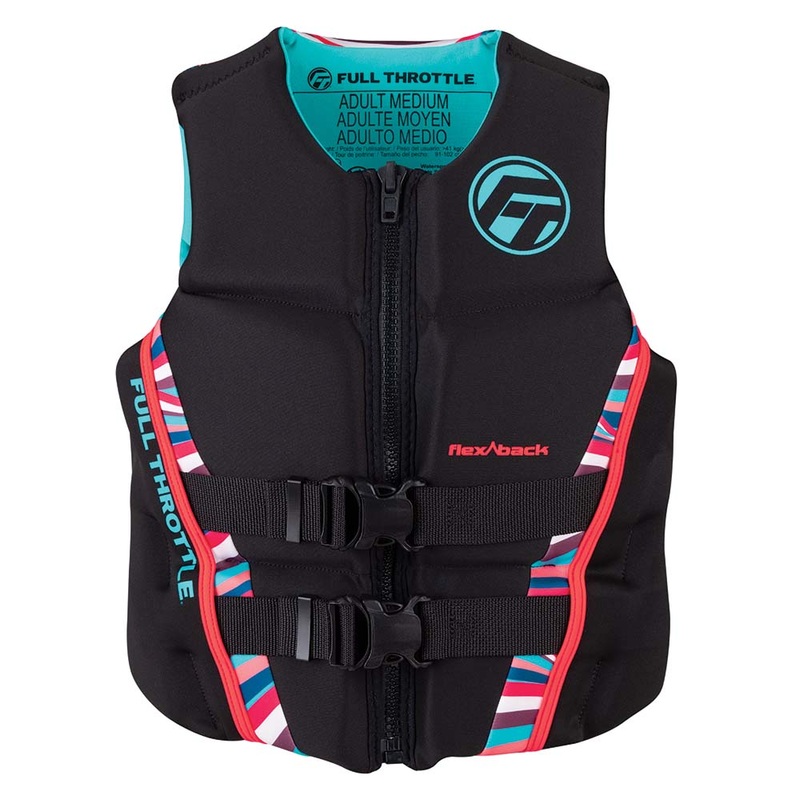 Full Throttle Women’s Rapid-Dry Flex-Back Life Jacket  Women’s M  Pink/Black  Boat Box