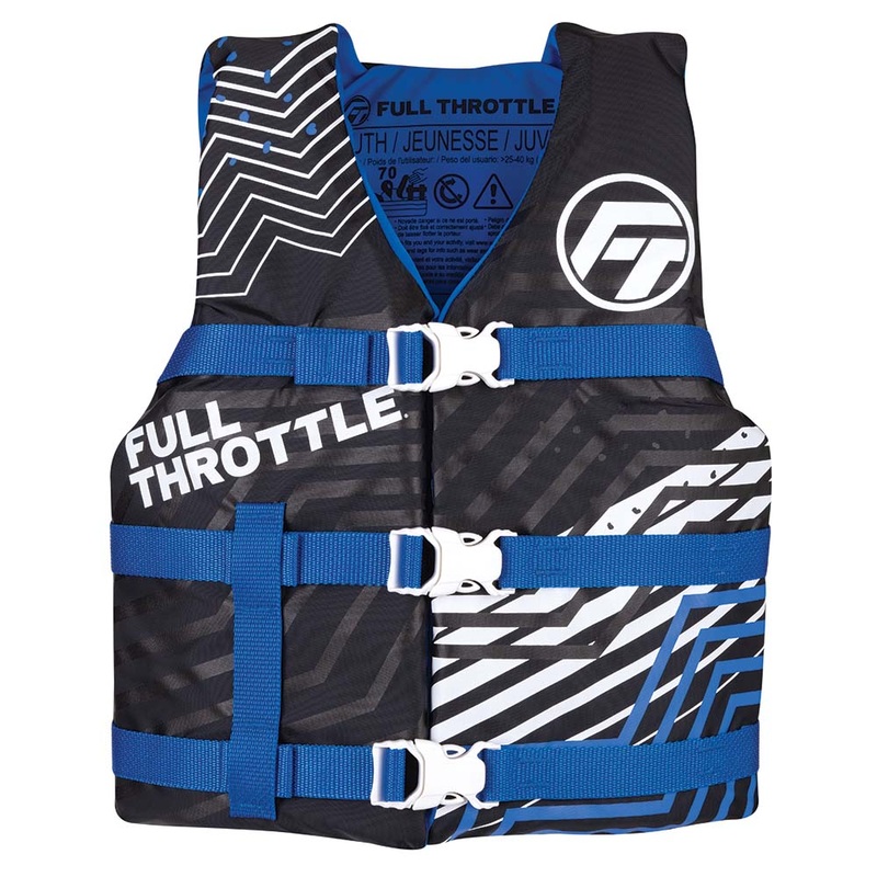 Full Throttle Youth Nylon Life Jacket  Blue/Black  Boat Box