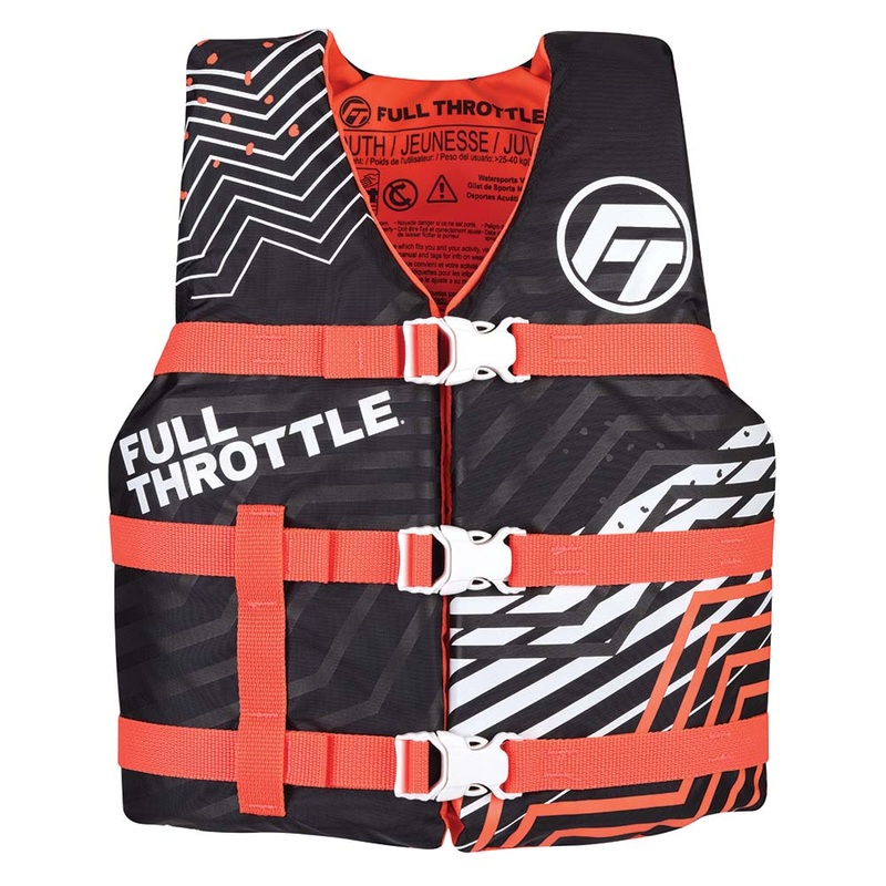 Full Throttle Youth Nylon Life Jacket  Pink/Black  Boat Box