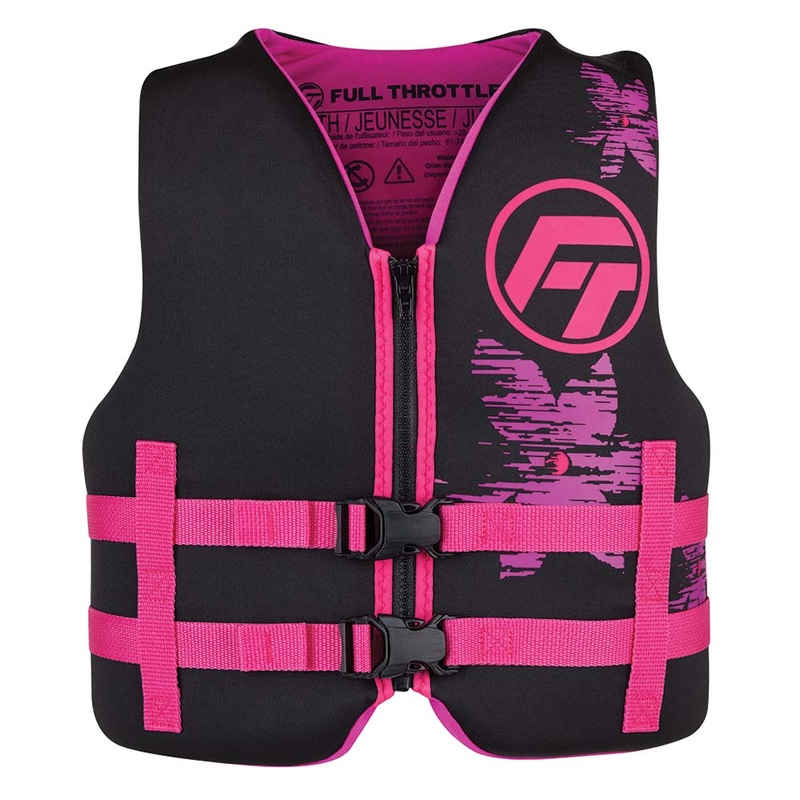 Full Throttle Youth Rapid-Dry Life Jacket  Pink/Black  Boat Box