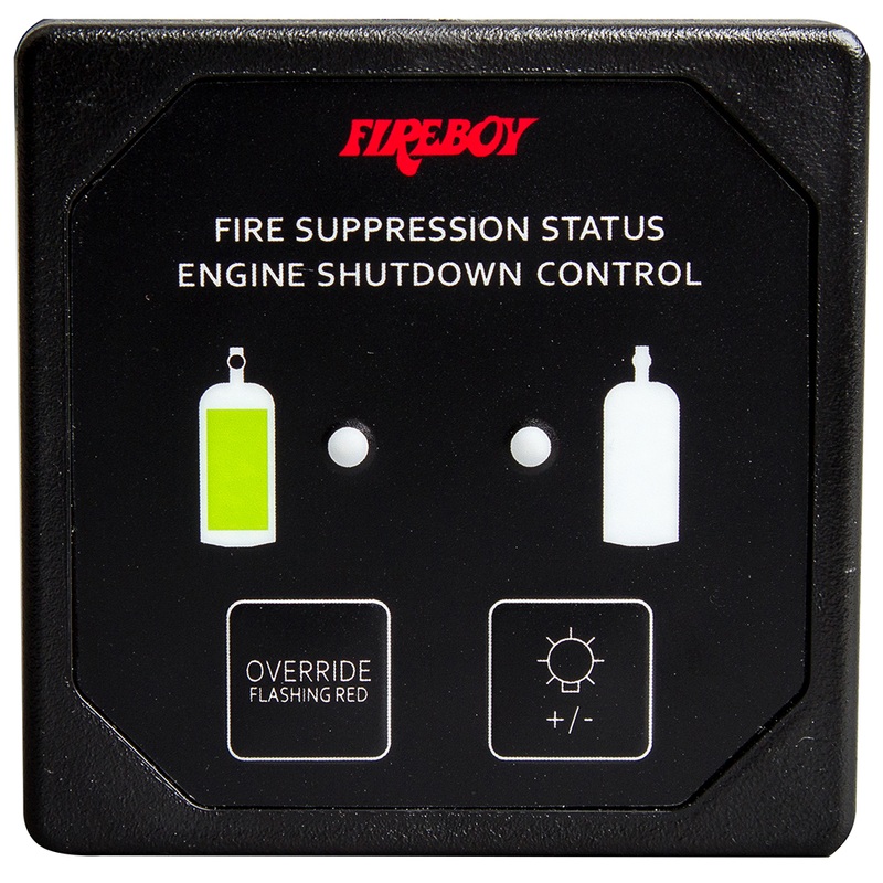 Fireboy-Xintex Deluxe Helm Display w/Membrane Switch, Remote Horn & LEDs f/Engine Shutdown System  Black Bezel Display  Boat Box