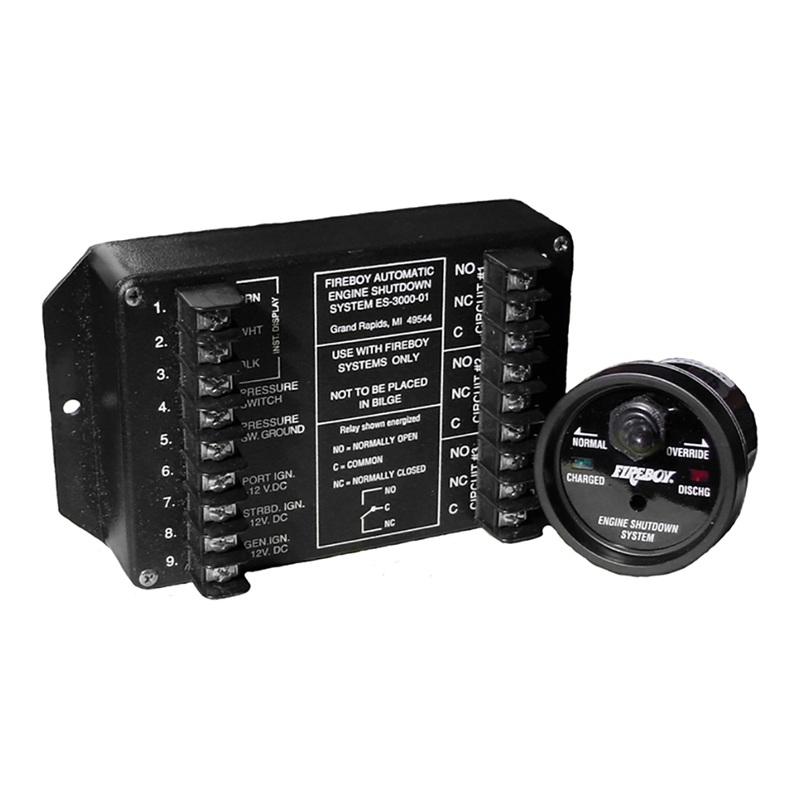 Fireboy-Xintex Engine Shutdown  5 Circuit w/20A Relays  Round Display  Boat Box