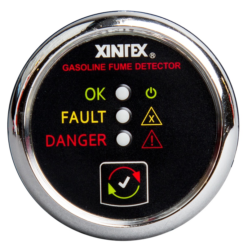 Fireboy-Xintex Gasoline Fume Detector  Chrome Bezel  12/24V  Boat Box