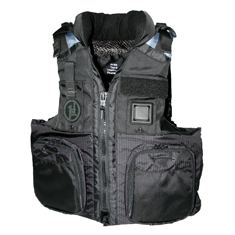 First Watch AV-800 Four Pocket Flotation Vest  Black  XXL to 3XL  Boat Box