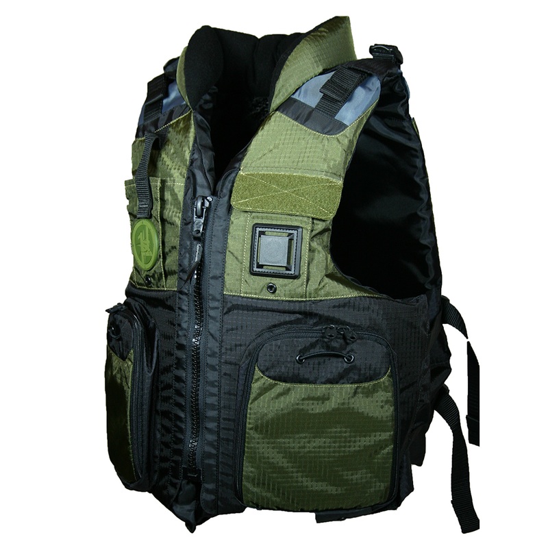 First Watch AV-800 Four Pocket Flotation Vest  OD Green  Large to XL  Boat Box