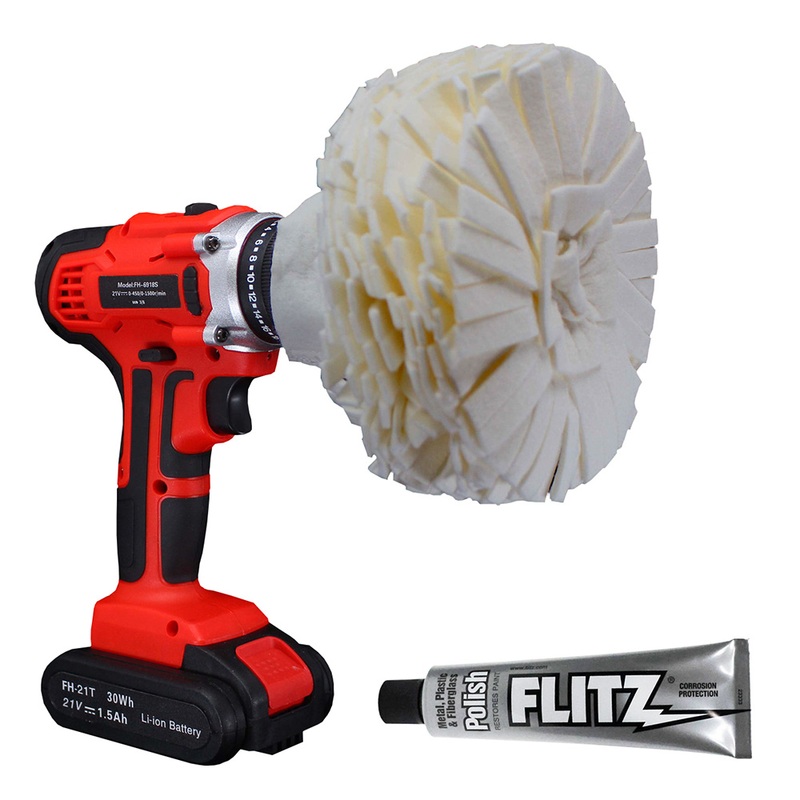Flitz Buff Ball  Large 5  White w/1.76oz Tube Flitz Polish  Boat Box
