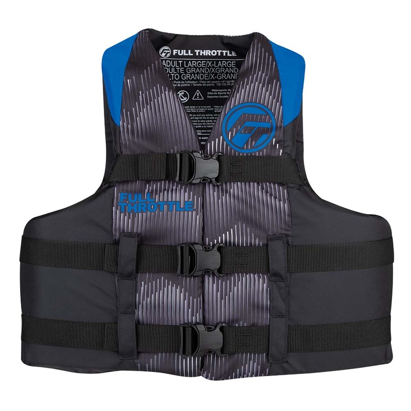 Full Throttle Adult Nylon Life Jacket  2XL/4XL  Blue/Black  Boat Box