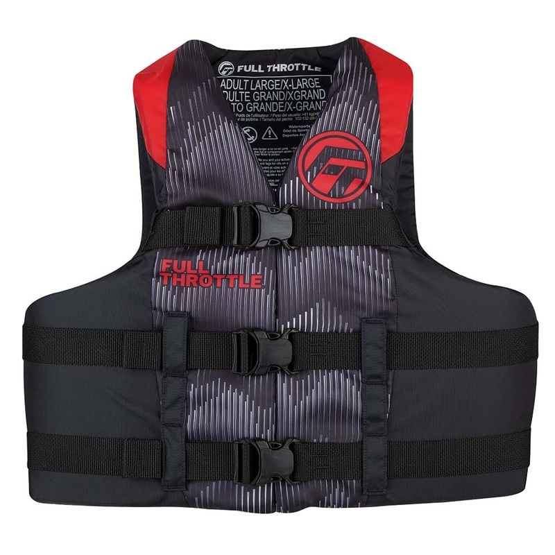 Full Throttle Adult Nylon Life Jacket  L/XL  Red/Black  Boat Box