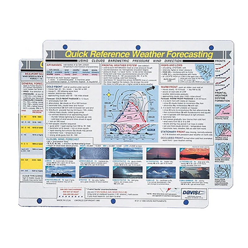Davis Quick Reference Weather Forecasting Card  Boat Box