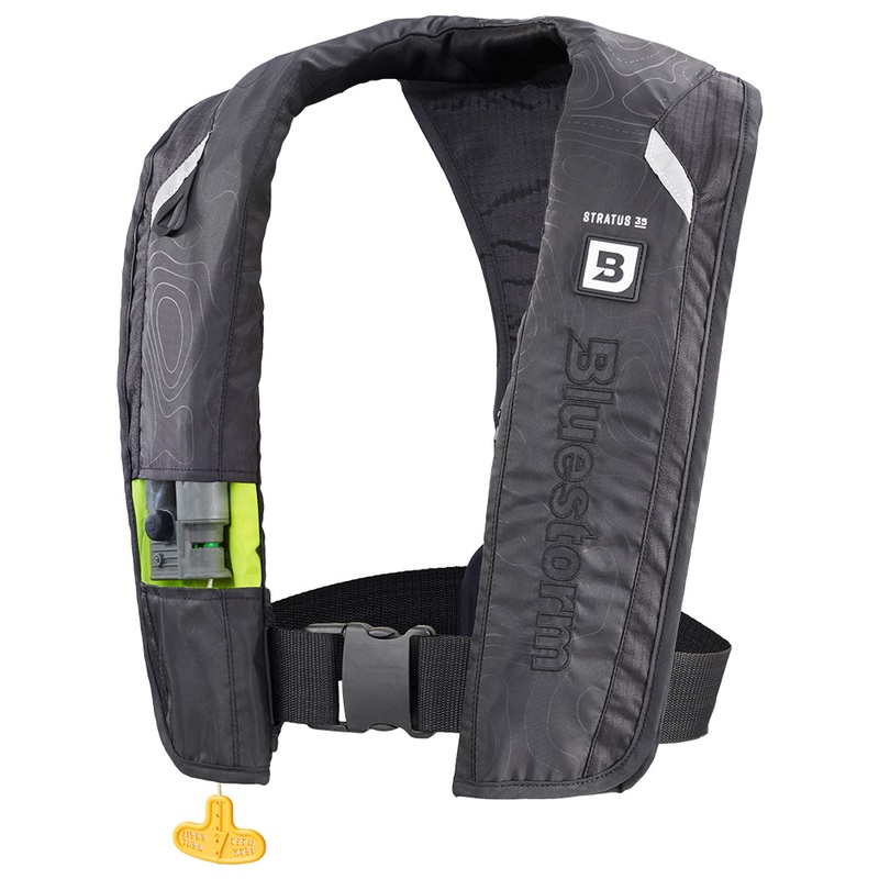 Bluestorm Stratus 35 Auto Type II Inflatable PFD  Apex Black  Boat Box