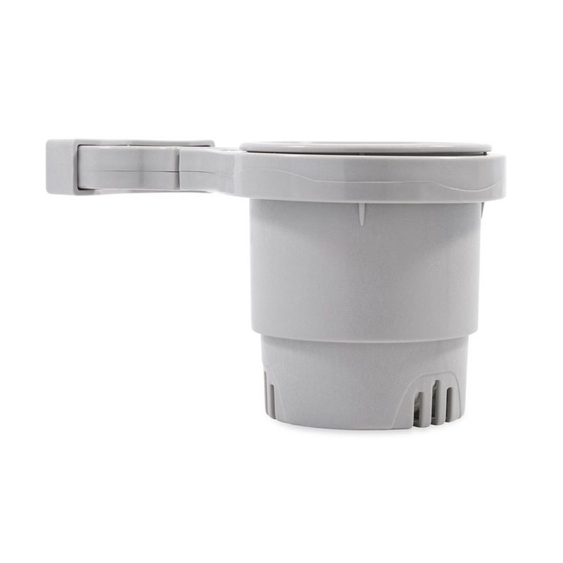 Camco Clamp-On Rail Mounted Cup Holder  Small for Up to 1-1/4 Rail  Grey  Boat Box