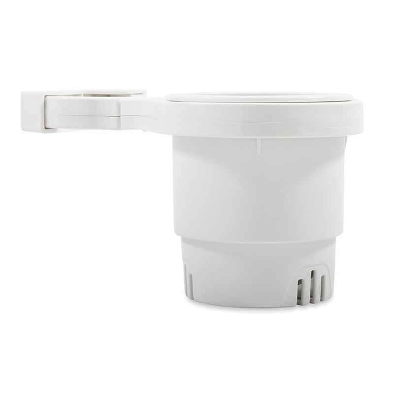 Camco Clamp-On Rail Mounted Cup Holder  Small for Up to 1-1/4 Rail  White  Boat Box