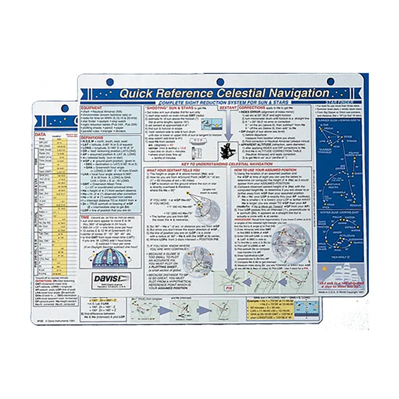 Davis Quick Reference Celestial Navigation Card  Boat Box