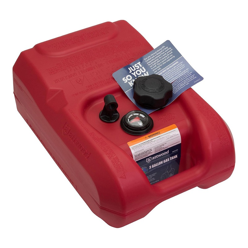 Attwood Portable Fuel Tank  3 Gallon w/Gauge  Boat Box