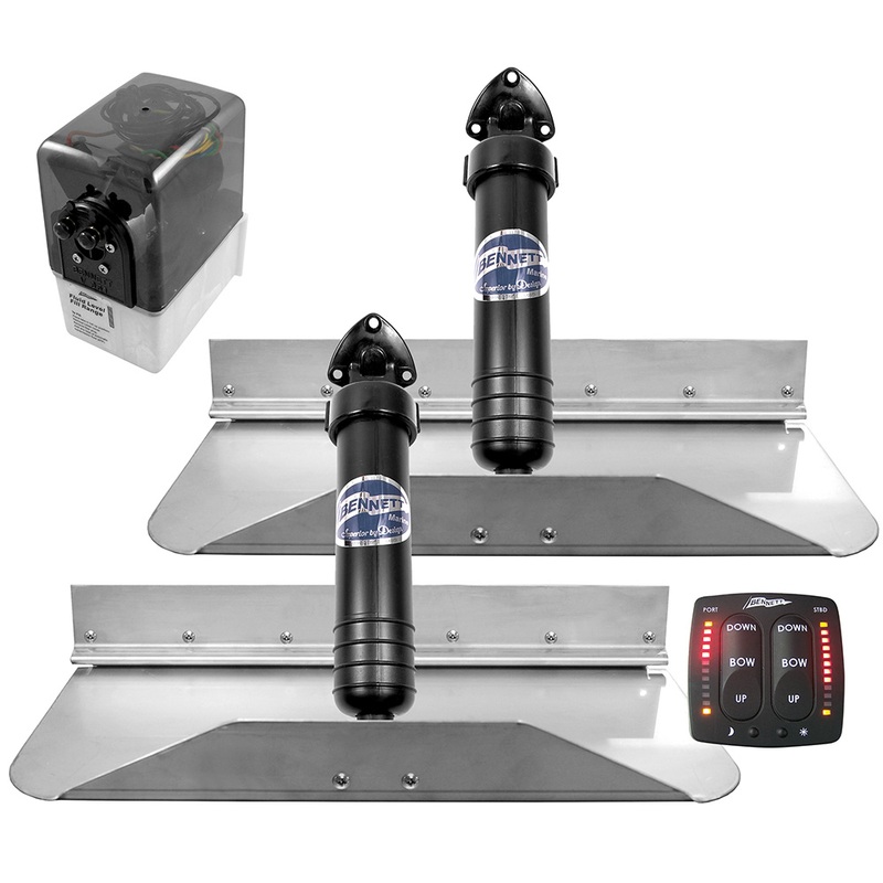 Bennett Trim Tab Kit 18 x 9 w/Electronic Indicator Control Switch  Boat Box