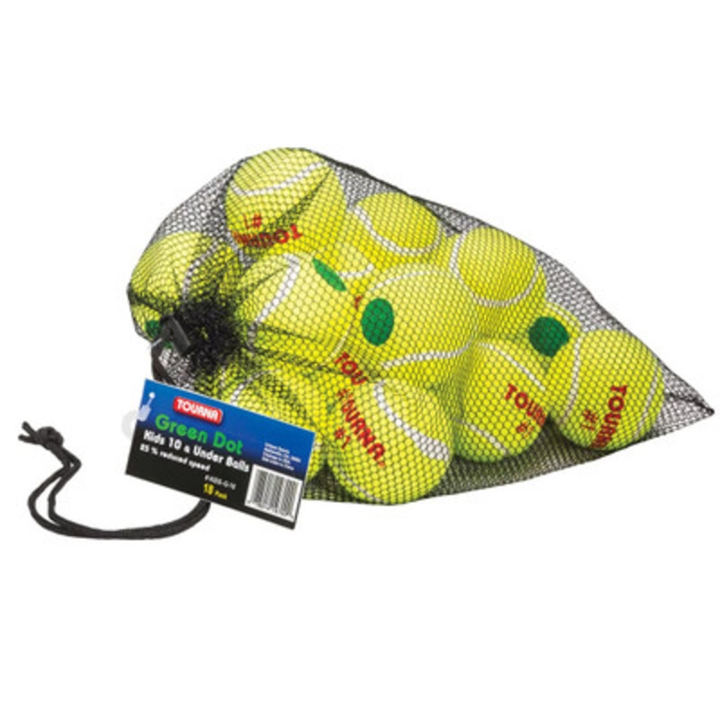 Tourna Green Dot Stage 1 Youth Tennis Balls – 18 Ball Set
