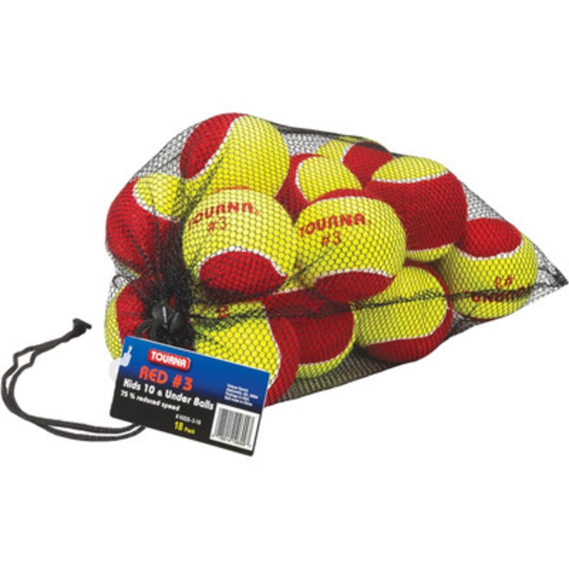 Tourna Red Stage 3 Low Compression Tennis Balls – 18 Ball Set