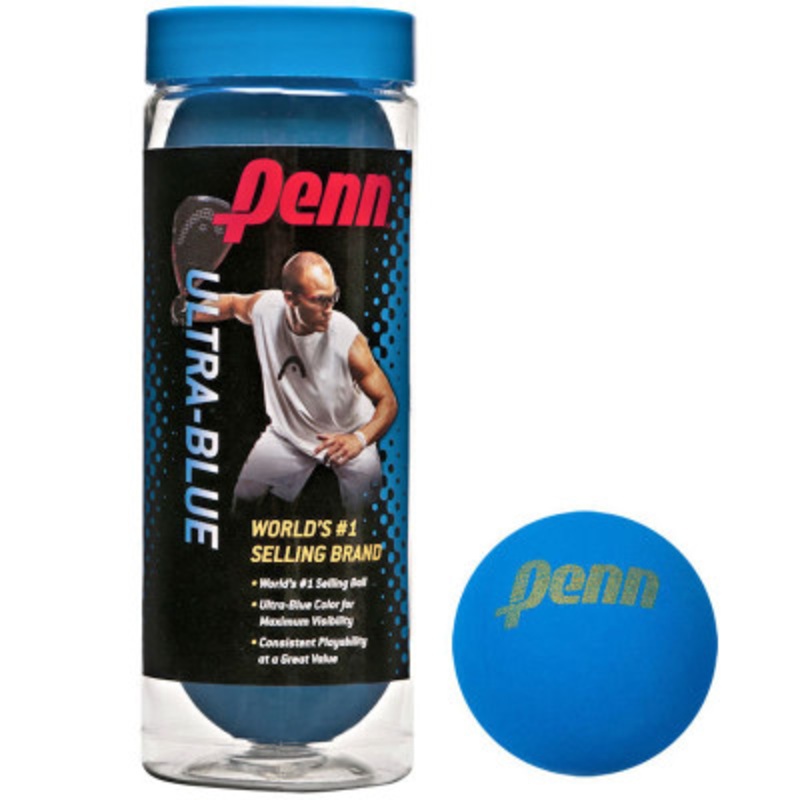 Penn Ultra Blue Racquetballs|Can with 3 racquetballs|Jug with 12 racquetballs|Case with 72 racquetballs