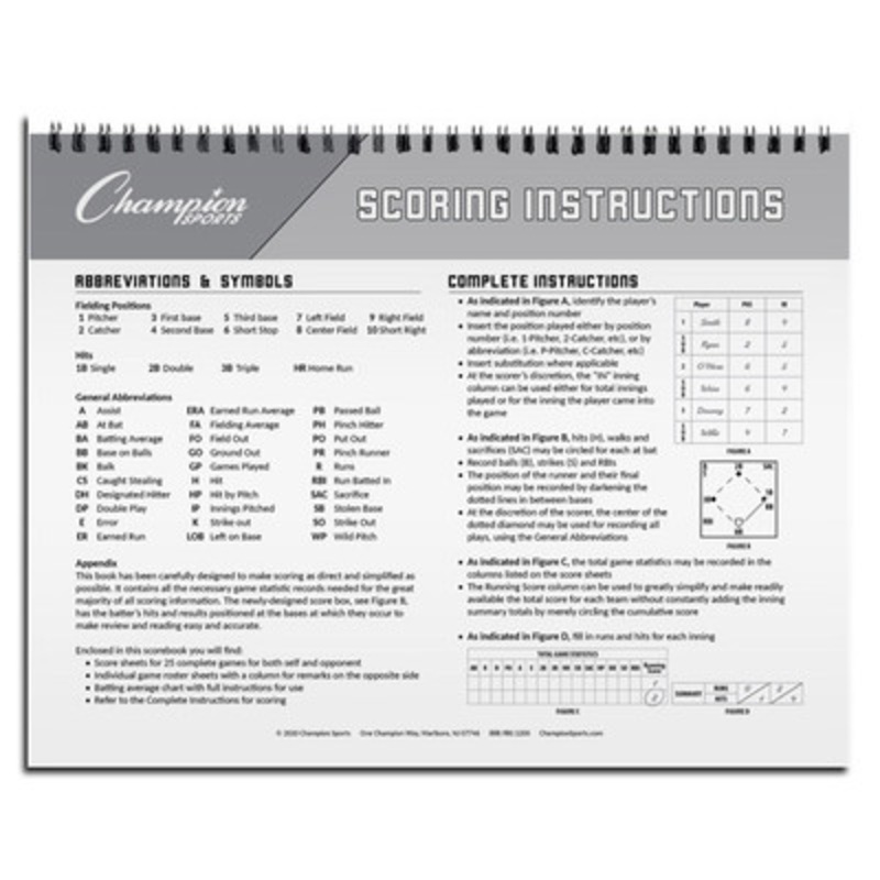 Champion Sports Baseball Scorebook